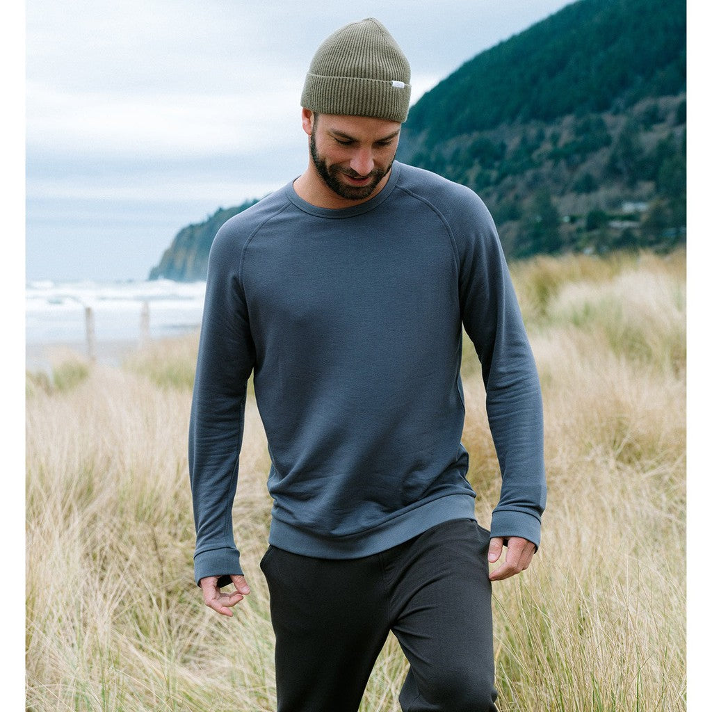 Men's Bamboo Lightweight Fleece Crew - Black Sand