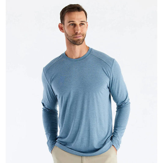 Men's Bamboo Shade Long Sleeve - Heather Slate Blue